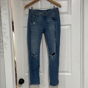 Hudson Jeans Distressed Blue Skinny Crop Jeans